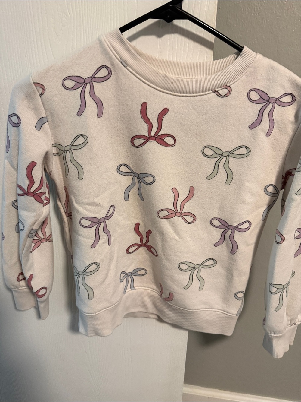 jumping beans White Crewneck Sweater with Pastel Bow Print